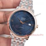 High Quality Replica Omega De Ville Prestige Two Tone Rose Gold Blue Face Watch